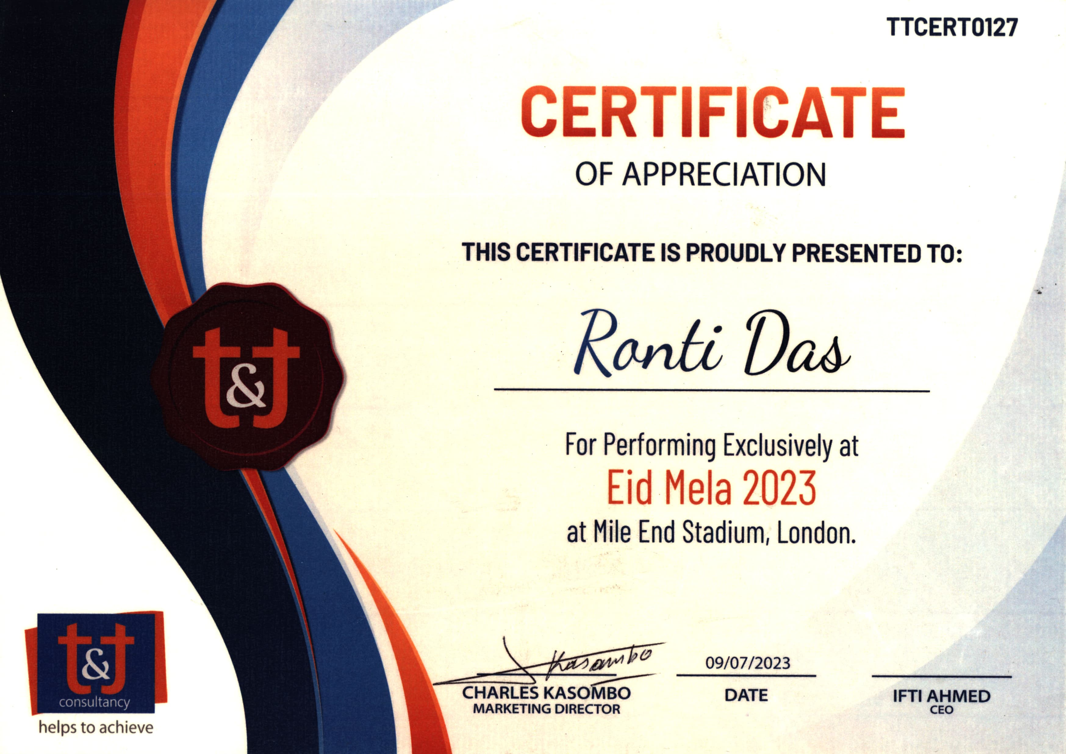 Recognition Certificate